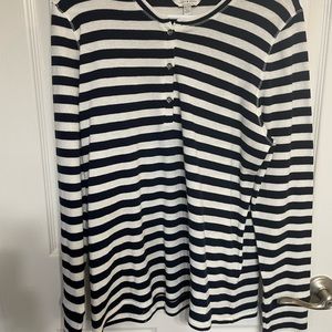 Navy blue and white thermal shirt